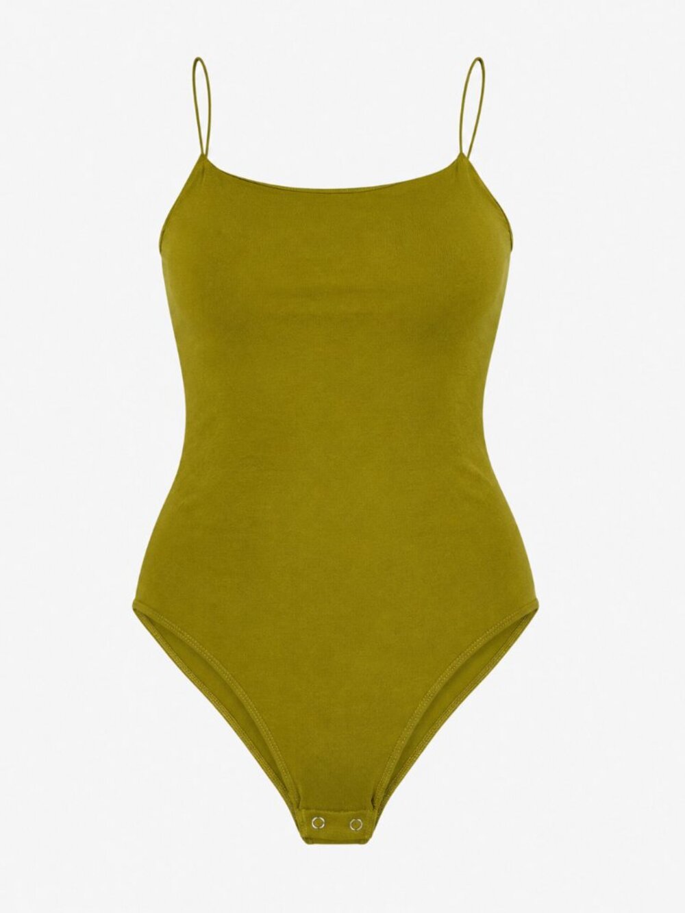 Wild Fable Olive Green Cami Bodysuit Spaghetti Strap Square Neck Button Snap  M